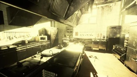 Old kitchen of abandoned house Stock Illustration