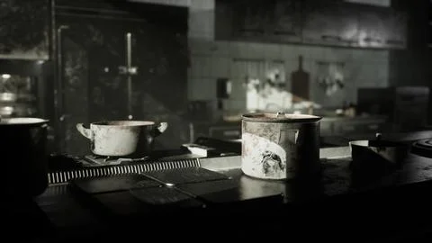 Old kitchen of abandoned house Stock Illustration