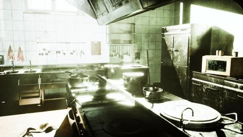 Old kitchen of abandoned house Stock Illustration