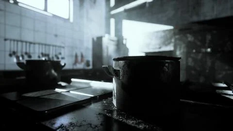 Old kitchen of abandoned house Stock Illustration