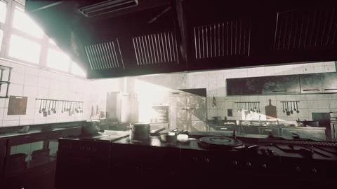 Old kitchen of abandoned house Stock Illustration