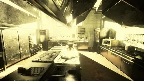 Old kitchen of abandoned house Stock Illustration