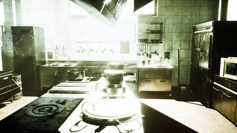 Old kitchen of abandoned house Stock Illustration