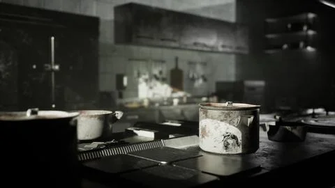 Old kitchen of abandoned house Stock Illustration