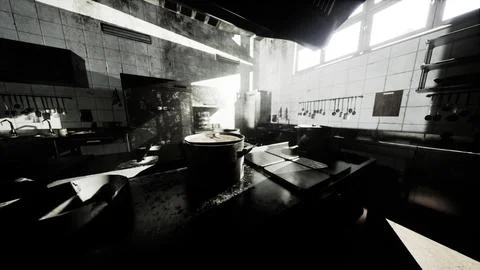 Old kitchen of abandoned house Stock Illustration