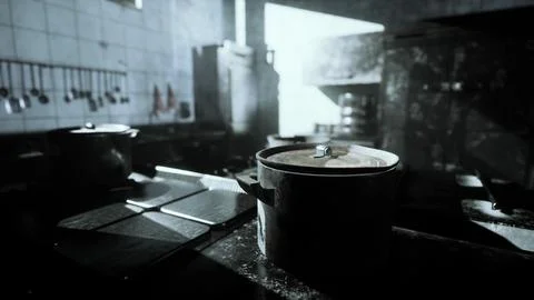 Old kitchen of abandoned house Stock Illustration