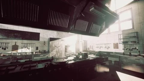 Old kitchen of abandoned house Stock Illustration