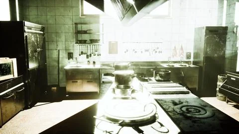 Old kitchen of abandoned house Stock Illustration