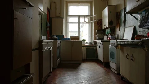 Old kitchen of a communal flat in St. Petersburg, Russia Stock Footage 87967655