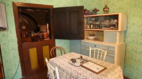 Old kitchen set in ethno house Stock-Footage 47748478