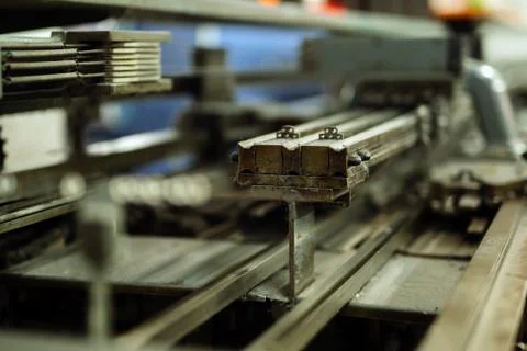 Old knitting machine in function Stock Photos