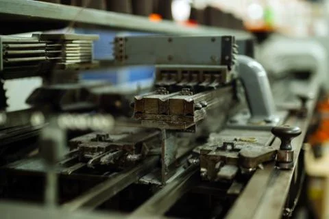 Old knitting machine in function Stock Photos