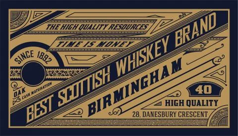 Old  label design for Whiskey Stock Illustration