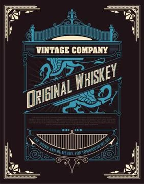 Old label design for Whiskey Stock Illustration