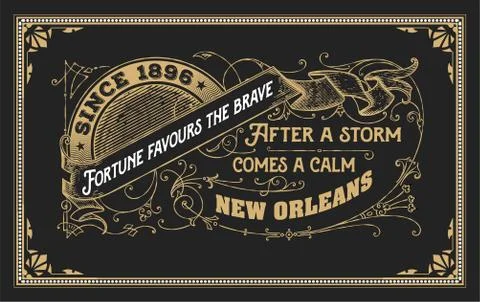 Old label with floral details. Elements by layers. Stock Illustration