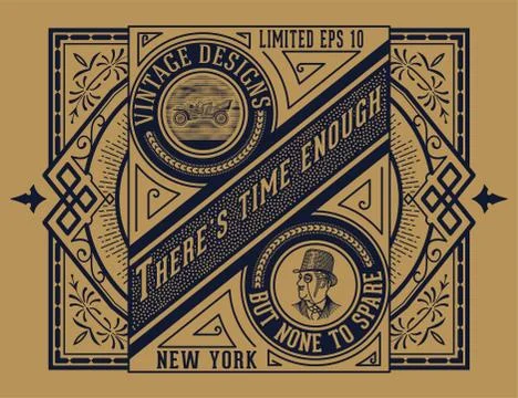 Old label with floral details. Elements by layers. Stock Illustration