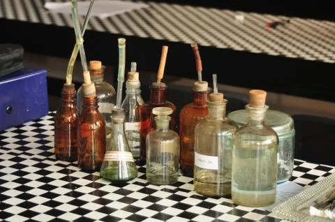 Old laboratory glassware Stock Photos