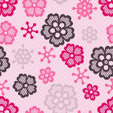 Old lace seamless pattern, ornamental flowers. Vector texture Stock Illustration