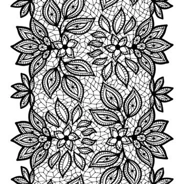 Old lace seamless pattern, ornamental border. Vector texture Stock Illustration