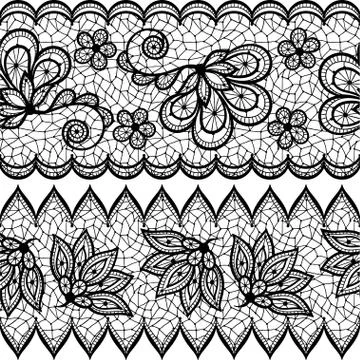 Old lace seamless pattern, ornamental border. Vector texture 스톡 일러스트