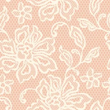 Old lace seamless pattern with ornamental flowers Illustrazione stock