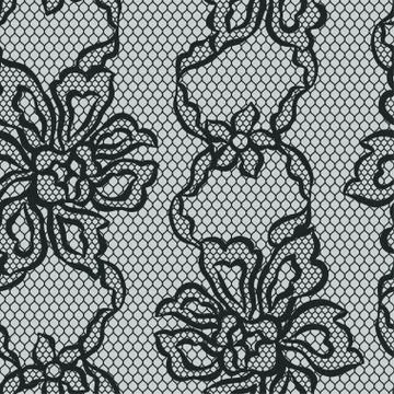Old lace seamless pattern with ornamental flowers Stockillustratie