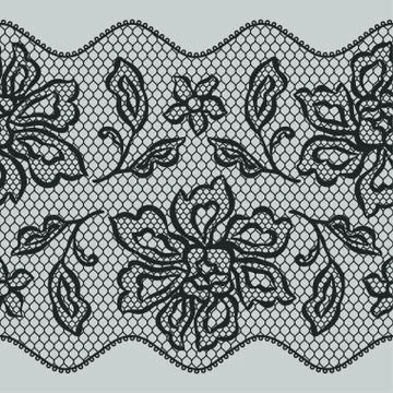 Old lace seamless pattern with ornamental flowers Stock Illustration
