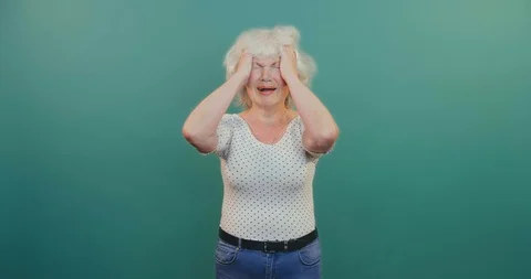 Old lady crying for grief Stock Footage 114128448