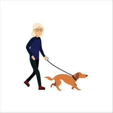 Old lady with dog ad Stock Illustration