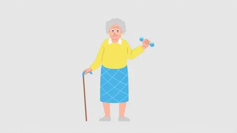 Old lady doing exercises. Sport, active life, Healthy lifestyle, elderly people Stock Footage 202039393