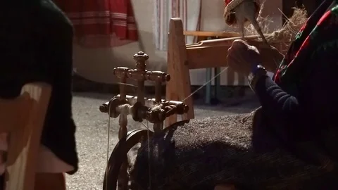 Old lady pin wool Video stock 82370830