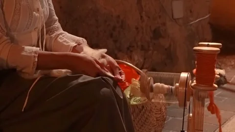 Old lady pin wool Video stock 82370837