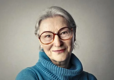 Old lady from profile Stock Photos