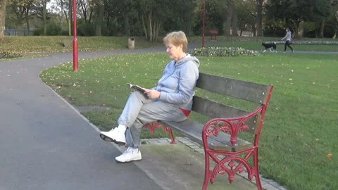 An old lady reading in the park Stock-Footage 86201523