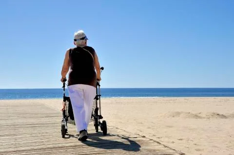 Old lady with rollator Stock Photos