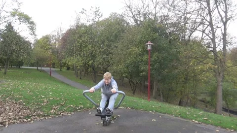 Old lady training outside Stock Footage 88104504