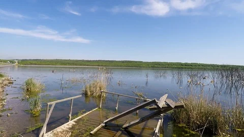 The old Lake and waves Video stock 89426399