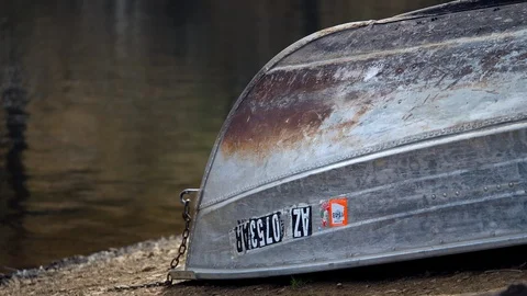 Old lake boat Stock Footage 89637820