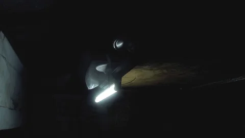 Old lamp on the ceiling in the rain dark night Stock Footage 106303106