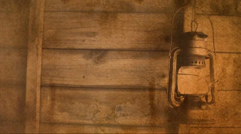 Old Lamp Hanging On Right Side Of A Wooden Shed Video stock 22635072