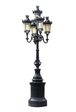 Old lamp post isolated on white Stock Photos