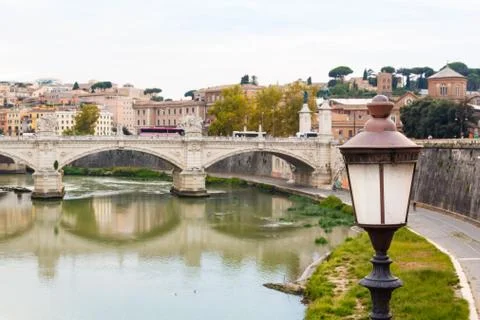 Old lantern and bridge Stock Photos