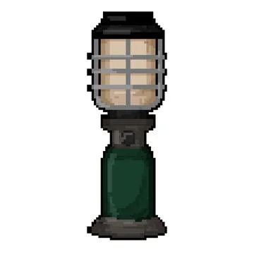 Old lantern camp lamp pixel art vector illustration Stock Illustration