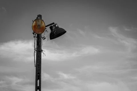 Old lantern on concrete post Stock Photos