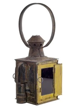 Old lantern off. Isolated on white Stock Photos
