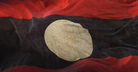 Old Laos Flag waving at wind Stock Illustration
