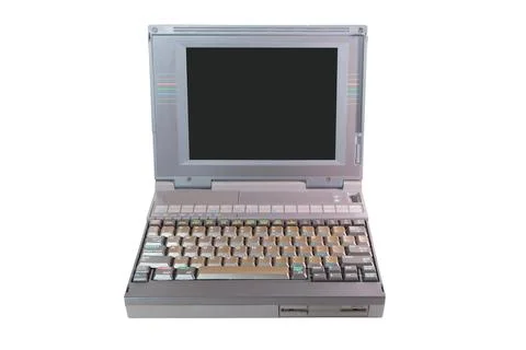 Old laptop with white background Stock Photos