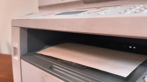 The old large office printer works when printing documents. Stock Footage 317453446