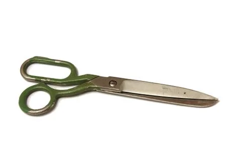 Old large pair of scissors on a white background Stock Photos