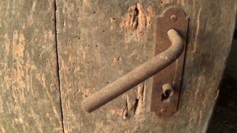 Old latch on the abandoned door Close up Stock Footage 112880081